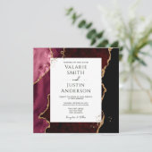 ブルゴーニュと金ゴールドアガテ結婚ストーン 招待状 (スタンド正面)