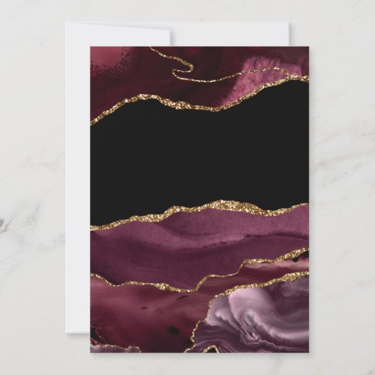 ブルゴーニュと金ゴールドアゲートのカップルのシャワー 招待状 (裏面)