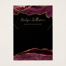 ブルゴーニュと金ゴールドアゲートのネックレス表示カード