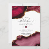 ブルゴーニュと金ゴールドアゲートブライダルシャワー 招待状 (正面)