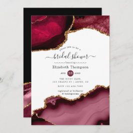 ブルゴーニュと金ゴールドアゲートブライダルシャワー 招待状