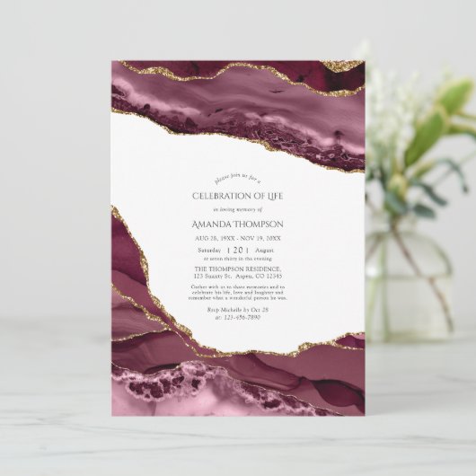 ブルゴーニュと金ゴールドアゲート生命お祝い 招待状 (スタンド正面)