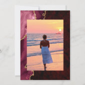 ブルゴーニュと金ゴールドアゲート生命お祝い 招待状 (裏面)