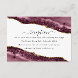 ブルゴーニュと金ゴールドアゲート結婚式レセプション エンクロージャーカード