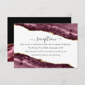 ブルゴーニュと金ゴールドアゲート結婚式レセプション エンクロージャーカード (正面/裏面)