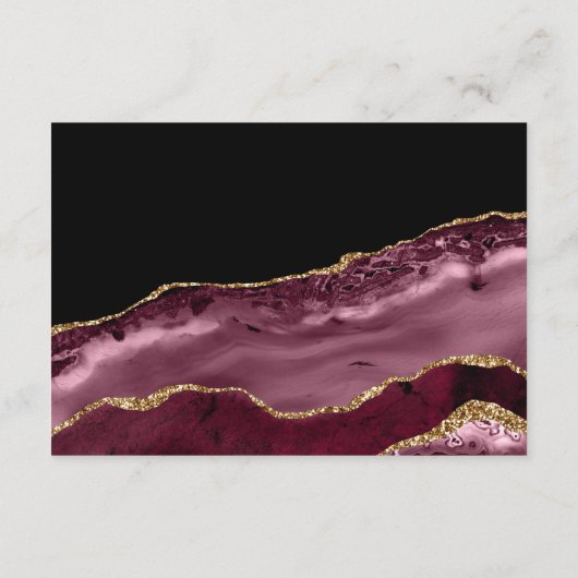 ブルゴーニュと金ゴールドアゲート結婚式レセプション エンクロージャーカード (裏面)