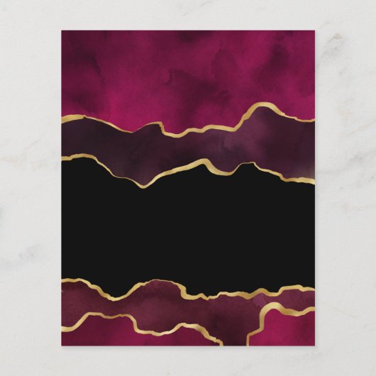 ブルゴーニュと金ゴールドアゲート結婚式招待状 チラシ (裏面)