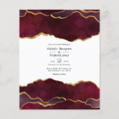 ブルゴーニュと金ゴールドアゲート結婚式招待状 チラシ (正面)