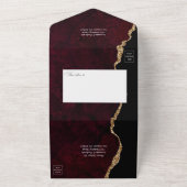 ブルゴーニュと金ゴールドアゲ結婚ート オールインワン招待状 (外側)