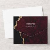 ブルゴーニュと金ゴールドアゲ結婚ート オールインワン招待状 (裏面)