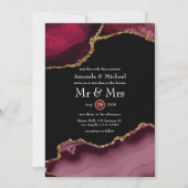 ブルゴーニュと金ゴールドアゲ結婚ート 招待状 (正面)