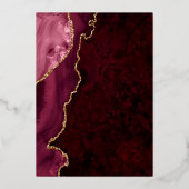 ブルゴーニュと金ゴールドアゲ結婚ート 箔招待状 (裏面)