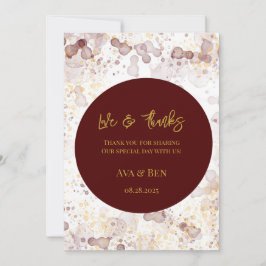 ブルゴーニュと金ゴールドアルコールインクサンキューカード 招待状