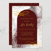 ブルゴーニュと金ゴールドアルコールインクバチェロレッテ 招待状 (正面/裏面)