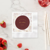 ブルゴーニュと金ゴールドアルコ結婚ールインク 縁ありカクテルナプキン (インサイチュ)