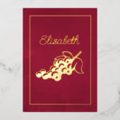 ブルゴーニュと金ゴールドイタリアンワインブライダルシャワー箔 箔招待状 (正面)