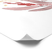 ブルゴーニュと金ゴールドエレガントなウェディングウェルカムサイン ポスター (角)