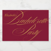 ブルゴーニュと金ゴールドエレガントタイポグラフィ スパークリングワインラベル (シングルラベル)