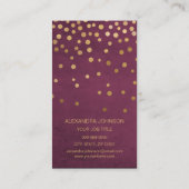 ブルゴーニュと金ゴールドエレガント紙吹雪メイクアップアーティスト 名刺 (裏面)