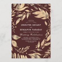 ブルゴーニュと金ゴールドエレガント離れの秋の結婚式