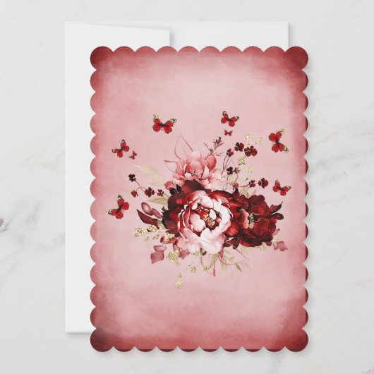 ブルゴーニュと金ゴールドキンセアニェラありがとう 招待状 (裏面)