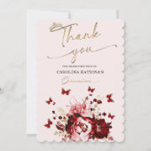 ブルゴーニュと金ゴールドキンセアニェラありがとう 招待状 (正面)