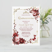 ブルゴーニュと金ゴールドキンセアニェラテンプレート 招待状 (スタンド正面)