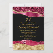 ブルゴーニュと金ゴールドグラムティアーズバースデーパーティー 招待状 (正面)