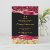 ブルゴーニュと金ゴールドグラムティアーズバースデーパーティー 招待状 (スタンド正面)