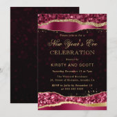 ブルゴーニュと金ゴールドグラムティアーズ大晦日 招待状 (正面/裏面)