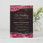 ブルゴーニュと金ゴールドグラムティアーズ21歳の誕生日 招待状 (スタンド正面)