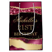 ブルゴーニュと金ゴールドグラムティアーズ《写真》ぼけ味誕生日パーティー ミディアムペーパーバッグ (裏面)