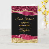 ブルゴーニュと金ゴールドグラムティアーズSweet sixteen カード (黄色い花)