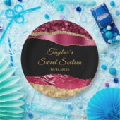 ブルゴーニュと金ゴールドグラムティアーズSweet sixteen ペーパープレート (パーティー)