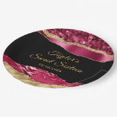 ブルゴーニュと金ゴールドグラムティアーズSweet sixteen ペーパープレート (アングル)