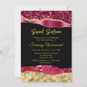 ブルゴーニュと金ゴールドグラムティアーズSweet sixteen 招待状 (正面)