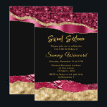 ブルゴーニュと金ゴールドグラムティアーズSweet sixteen 招待状<br><div class="desc">黒い背景エレガントに赤と金ゴールドのグリッターのグラムの涙が浮かび上がる華やかなsweet sixteenのバースデーフェイクタ招待状。この文字は、手書きのスクリプトとモダンサンセリフのフォントを組み合わせて、上品で洗練された外観を実現する。</div>