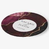 ブルゴーニュと金ゴールドグリッターアゲ結婚ート ペーパープレート (アングル)