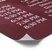 ブルゴーニュと金ゴールドグリッターウェディング順序イベントP ポスター (角)