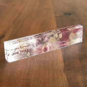 ブルゴーニュと金ゴールドグリッターフローラ瑪瑙 デスクネームプレート (側面)