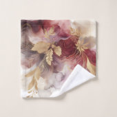 ブルゴーニュと金ゴールドグリッターフローラ瑪瑙 バスタオルセット (ウォッシュタオル)