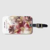 ブルゴーニュと金ゴールドグリッターフローラ瑪瑙 ラゲッジタグ (正面横)