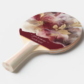 ブルゴーニュと金ゴールドグリッターフローラ瑪瑙 卓球ラケット (正面アングル)