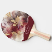 ブルゴーニュと金ゴールドグリッターフローラ瑪瑙 卓球ラケット (横)