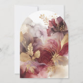 ブルゴーニュと金ゴールドグリッターフローラ瑪瑙 招待状 (裏面)