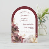 ブルゴーニュと金ゴールドグリッターフローラ瑪瑙 招待状 (スタンド正面)