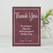 ブルゴーニュと金ゴールドグリッターポケットサンキューカード 招待状 (スタンド正面)