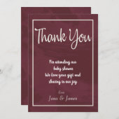 ブルゴーニュと金ゴールドグリッターポケットサンキューカード 招待状 (正面/裏面)