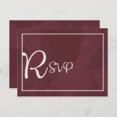 ブルゴーニュと金ゴールドグリッターポケットRSVP インビテーションポストカード (正面/裏面)