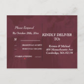 ブルゴーニュと金ゴールドグリッターポケットRSVP インビテーションポストカード (裏面)